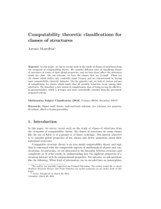 Computability theoretic classifications for classes of structures