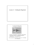 Lecture 12 Earthquake Magnitude October 20th