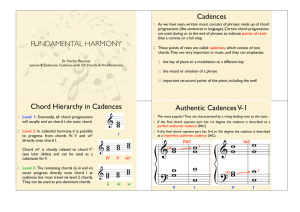 Cadences Chord Hierarchy in Cadences Authentic Cadences V