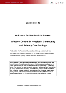 Supplement 10 Guidance for Pandemic Influenza: Infection Control