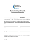 Declaration of Compliance with Governmental Regulations
