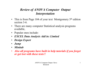 Review of ANOVA Computer Output Interpretation