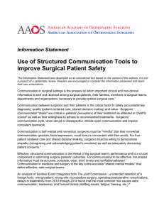 Use of Structured Communication Tools to Improve Surgical