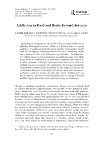 Addiction to Food and Brain Reward Systems