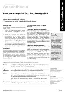 Acute pain management for opioid tolerant patients - e