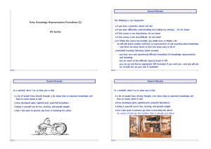 Early Knowledge Representation Formalisms [1] Uli Sattler General