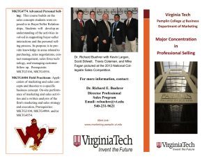 Major Concentration in Professional Selling Virginia Tech