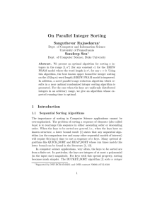 On Parallel Integer Sorting