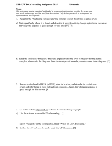 SBI 4UW DNA Barcoding Assignment 2015 / 50 marks