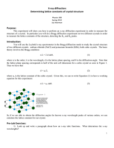 X‐ray diffraction: Determining lattice constants of crystal structure