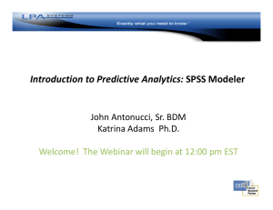 Introduction to Predictive Analytics: SPSS Modeler