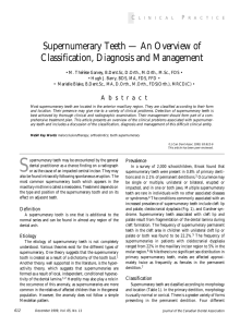 Supernumerary Teeth - Canadian Dental Association