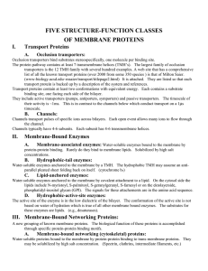 five structure-function classes of membrane proteins