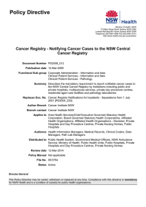 Cancer Registry - Notifying Cancer Cases to the NSW Central