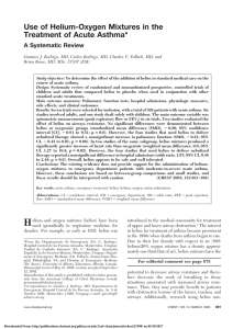 Use of Helium-Oxygen Mixtures in the Treatment of