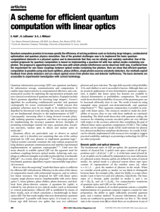 A scheme for efficient quantum computation with linear optics