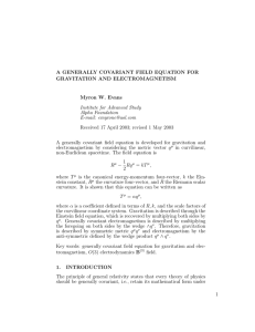 A GENERALLY COVARIANT FIELD EQUATION FOR GRAVITATION