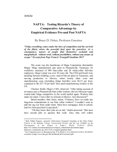 Article NAFTA: Testing Ricardo`s Theory of Comparative Advantage