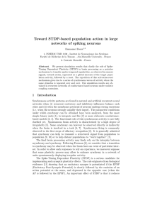 Toward STDP-based population action in large networks of spiking