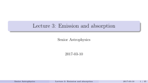Lecture 3: Emission and absorption