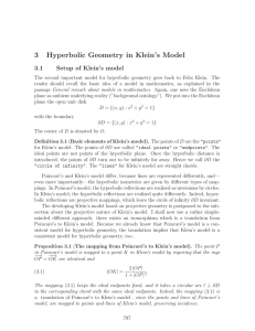 3 Hyperbolic Geometry in Klein`s Model