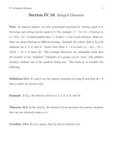 Section IV.19. Integral Domains