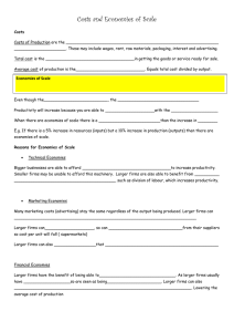 Notes Costs and Economies of Scale