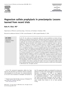 Magnesium sulfate prophylaxis in preeclampsia: Lessons learned