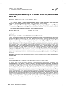 Threatened pond endemicity on an oceanic island: the presence of