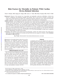 Risk Factors for Mortality in Patients With Cardiac Device
