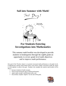 IM Summer Mathematics Packet