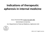 Indications of therapeutic apheresis in internal medicine (plasma