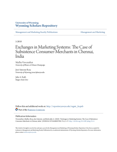 Exchanges in Marketing Systems: The Case of Subsistence