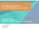 3.45 Lefteris Kretsos, University of Greenwich. Governing Greece