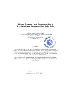 Charge Transport and Recombination in Dye