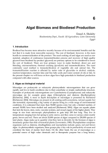 Algal Biomass and Biodiesel Production