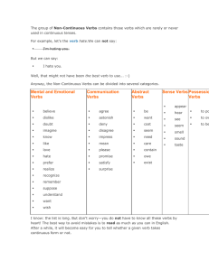 The group of Non-Continuous Verbs contains those verbs which are