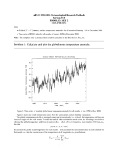 Problem 1: Calculate and plot the global mean temperature anomaly.
