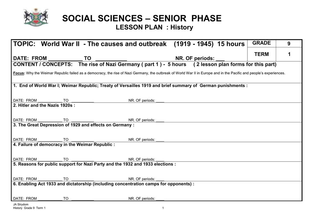 grade 9 history term 1