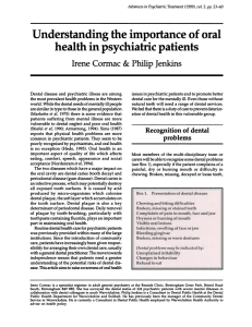 Understanding the importance of oral health in psychiatric patients