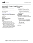 Lacosamide (Vimpat) Drug Monitoring