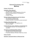 General Psychology 202 Memory