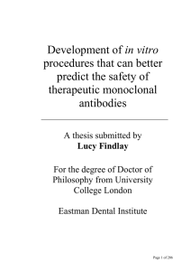 Development of in vitro procedures that can predict the safety of