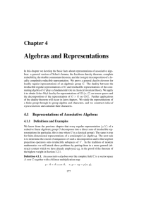 Algebras and Representations