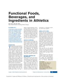 Functional Foods, Beverages, and Ingredients in Athletics