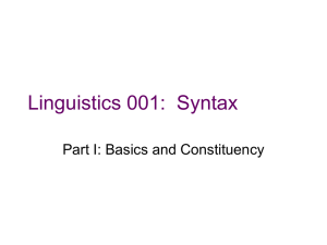 Linguistics 001: Syntax