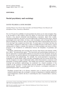 Social psychiatry and sociology