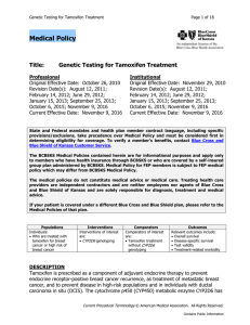 Genetic Testing for Tamoxifen Treatment
