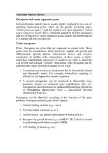 Molecular basis of cancer Oncogenes and tumor suppressor genes