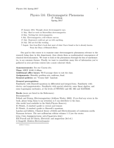 Physics 516: Electromagnetic Phenomena